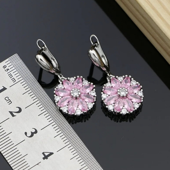 Sterling Silver Flower Wedding Jewelry Set for Women, Bridal,925STAMPED,Gift - Picture 5 of 8